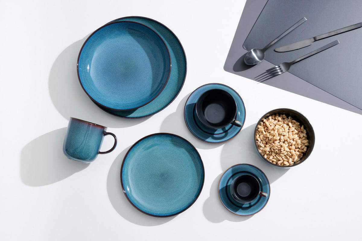 TAFELSERVICE BALI 8-teilig  - Blau, Trend, Keramik (28,5/17/28,5cm) - Ritzenhoff Breker