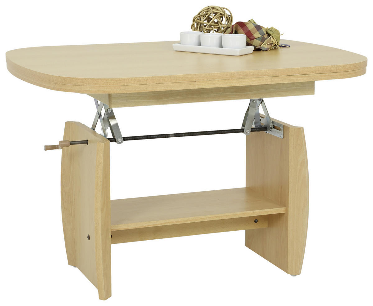 COUCHTISCH oval Buchefarben  - Buchefarben, Basics, Holzwerkstoff (90 - 142/52 - 62/68cm) - MID.YOU