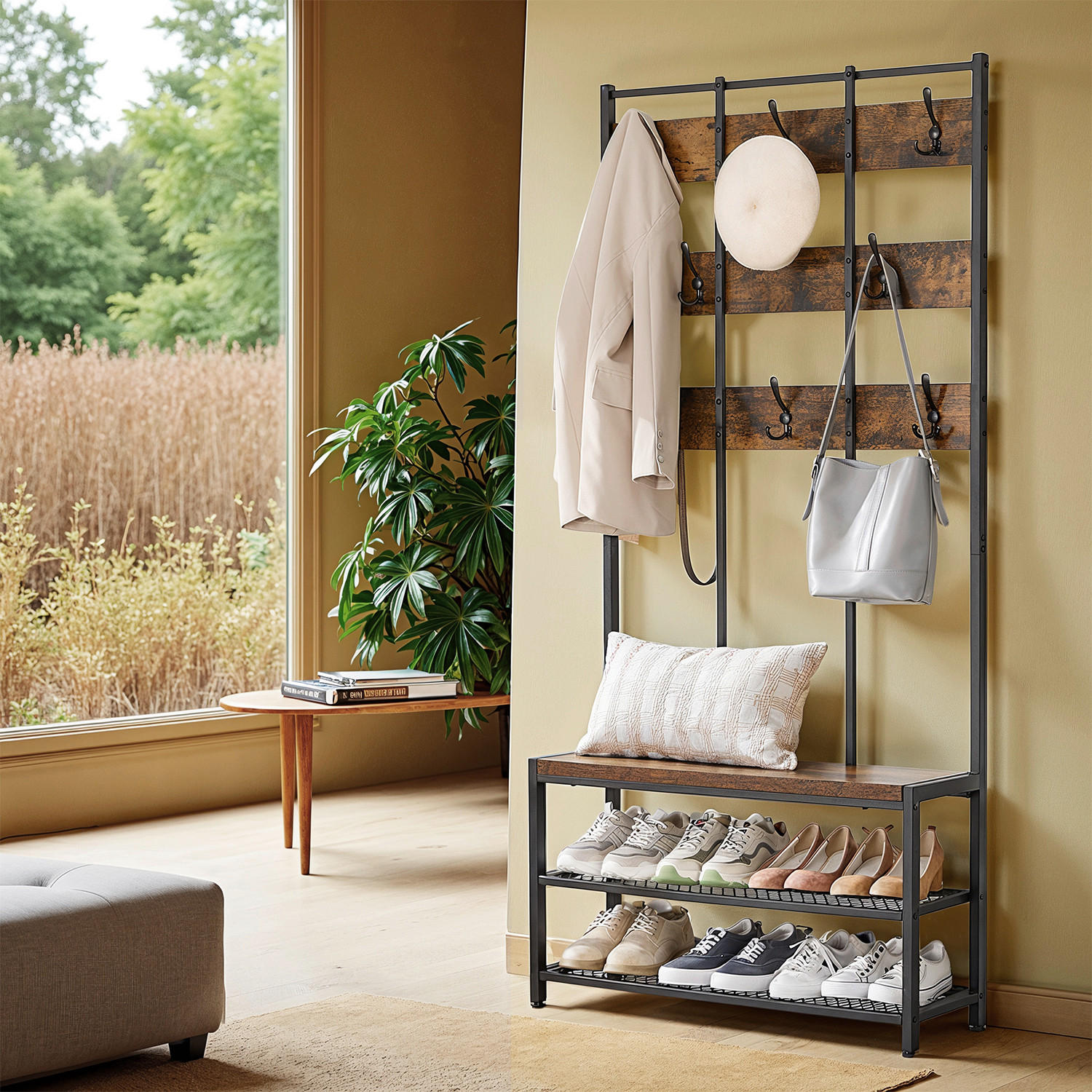 GARDEROBE  in 84/182/30 cm  - Schwarz/Braun, MODERN, Holzwerkstoff/Metall (84/182/30cm) - MID.YOU