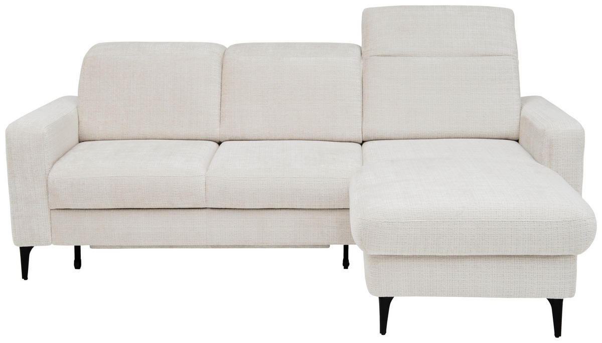 ECKSOFA FABIO in Chenille Creme  174/223 cm  - Creme/Schwarz, Design, Textil/Metall (174/223cm) - Livetastic