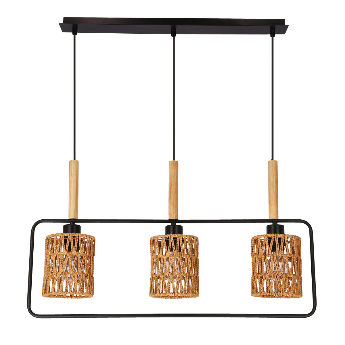 PENDELLEUCHTE Crown 70/12/110 cm   - Beige/Schwarz, Natur, Textil/Metall (70/12/110cm)