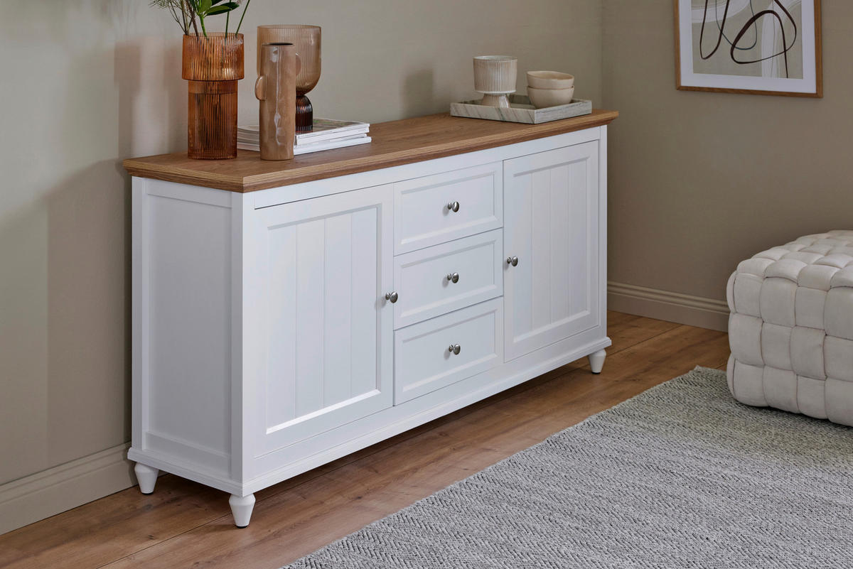 SIDEBOARD Cottage  in 150/80,5/40 cm  - Eichefarben/Alufarben, KONVENTIONELL, Holzwerkstoff/Metall (150/80,5/40cm)