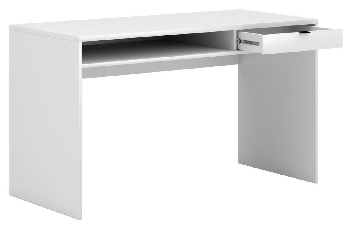 PÍSACÍ STÔL, biela, 130/60/76 cm - čierna/biela, Design, kompozitné drevo/plast (130/60/76cm) - MID.YOU