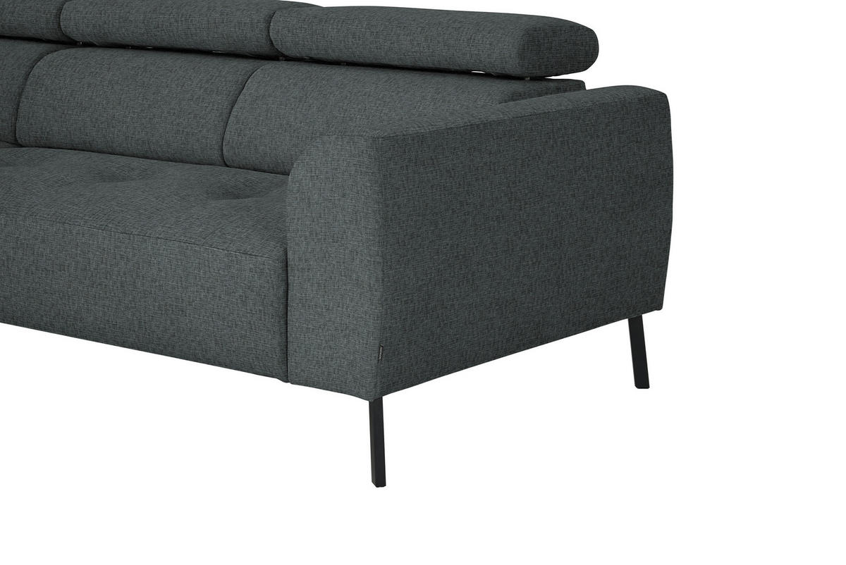 ECKSOFA in Chenille Grau  205/280 cm  - Schwarz/Grau, Design, Textil/Metall (205/280cm) - Xora