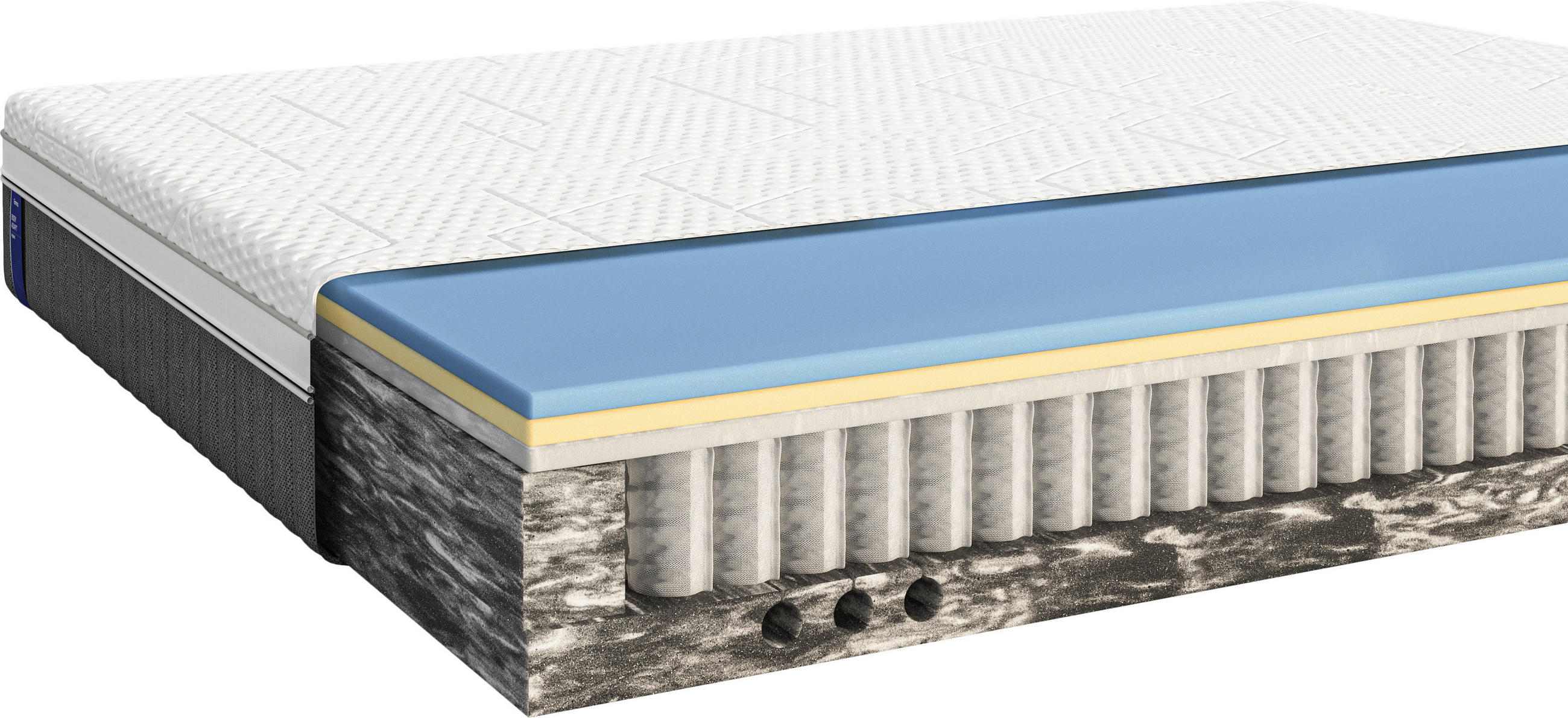 TASCHENFEDERKERNMATRATZE 140/200 cm, Höhe ca.: 25 cm, H3 = fest, 7-Zonen - Weiß/Grau, Basics, Textil (140/200cm) - Emma