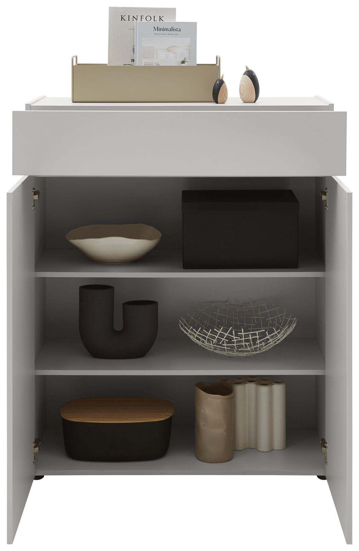 KOMMODE , 90/111/40 cm, 1 Schublade(n)  - Kaschmir/Schwarz, Design, Holzwerkstoff/Kunststoff (90/111/40cm) - Voleo