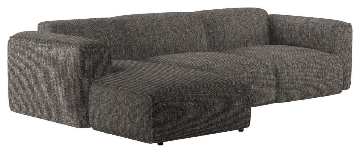 ECKSOFA  in Webstoff Dunkelbraun  171/290 cm  - Dunkelbraun/Schwarz, Design, Kunststoff/Textil (171/290cm) - home24