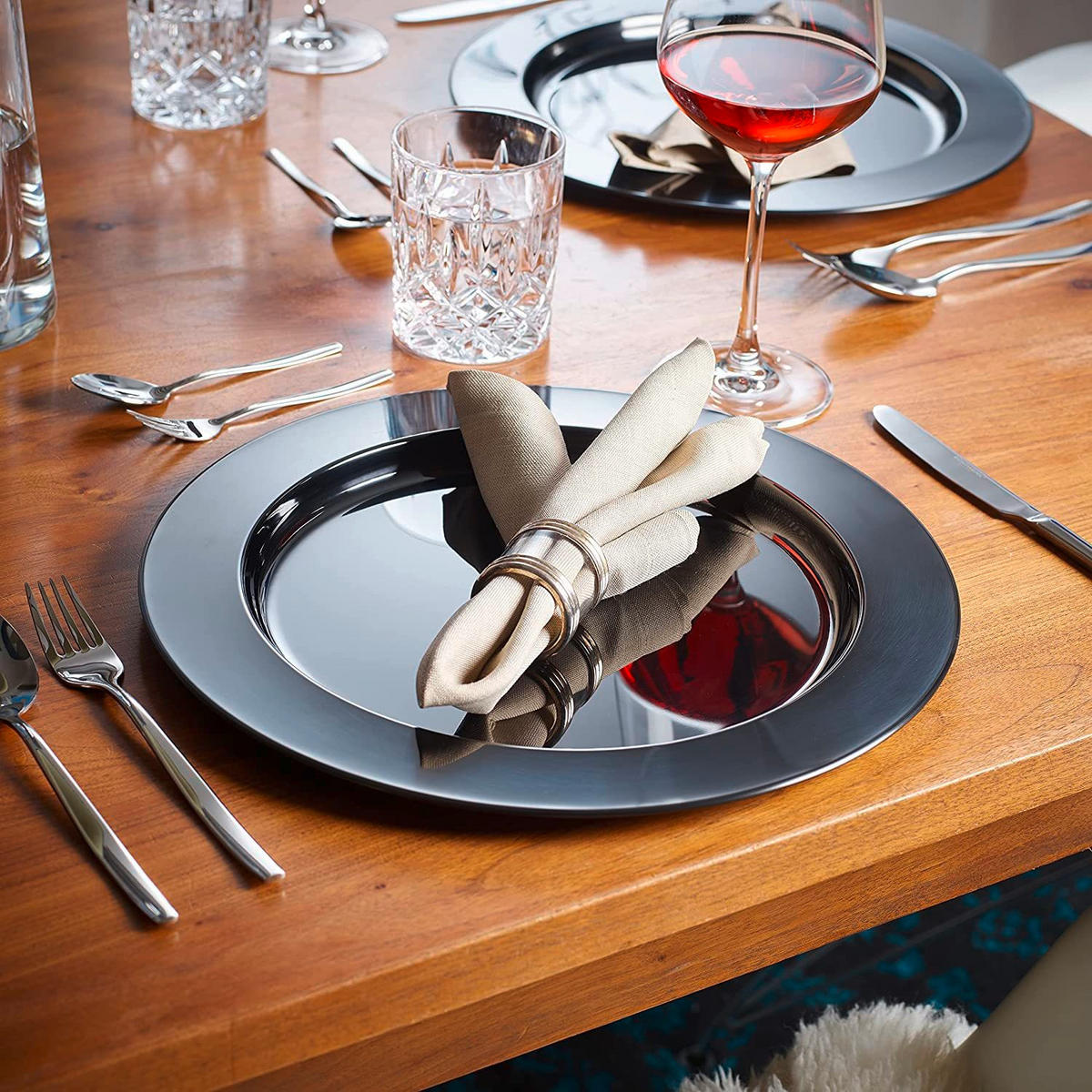 PLATZTELLER Metall 2-teilig  - Schwarz, Basics, Metall (33cm) - Echtwerk