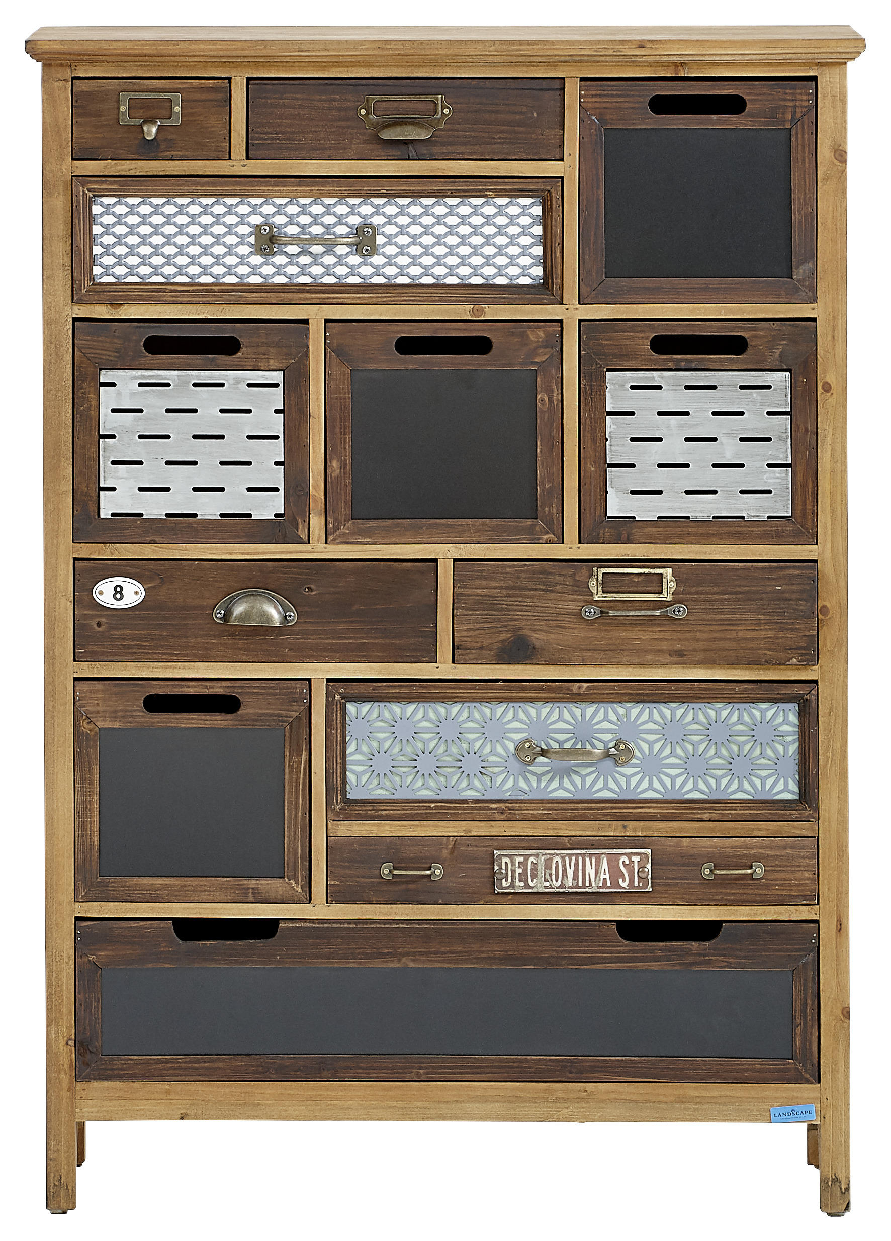 KOMMODE Kiefer massiv Multicolor - Multicolor/Braun, Trend, Holz/Keramik (80/113/32cm) - Landscape