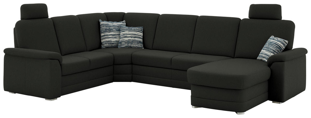 WOHNLANDSCHAFT  in Chenille Anthrazit  - Anthrazit/Alufarben, KONVENTIONELL, Holz/Textil (235/329/160cm) - Beldomo Comfort