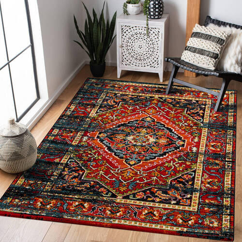 VINTAGE PREPROGA 160/230 cm tkano rdeča, črna - rdeča/črna, Trendi, tekstil (160/230cm)