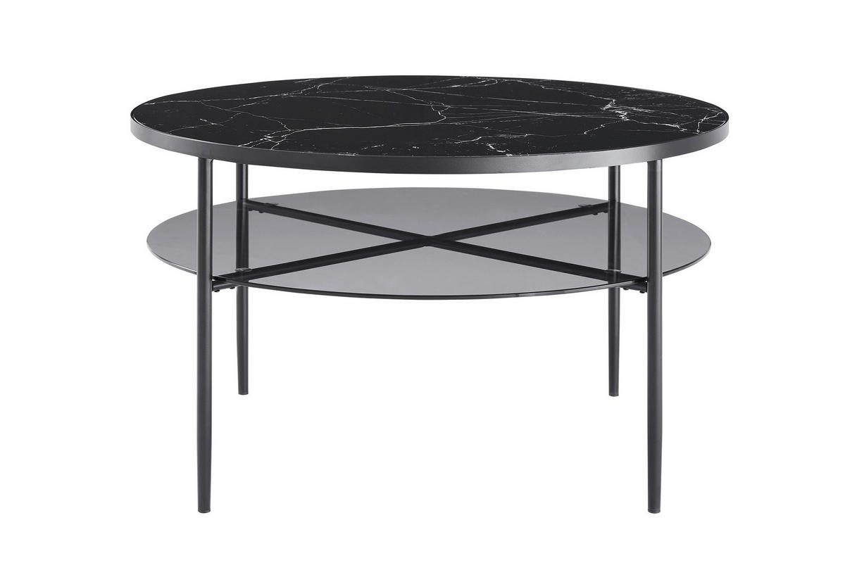 COUCHTISCH in Metall, Glas 81/81/45 cm  - Schwarz, Design, Glas/Metall (81/81/45cm) - Livetastic