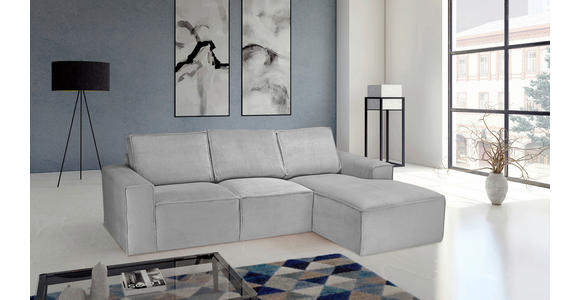 ECKSOFA Hellgrau Chenille - Hellgrau/Schwarz, KONVENTIONELL, Kunststoff/Textil (272/168cm) - Carryhome