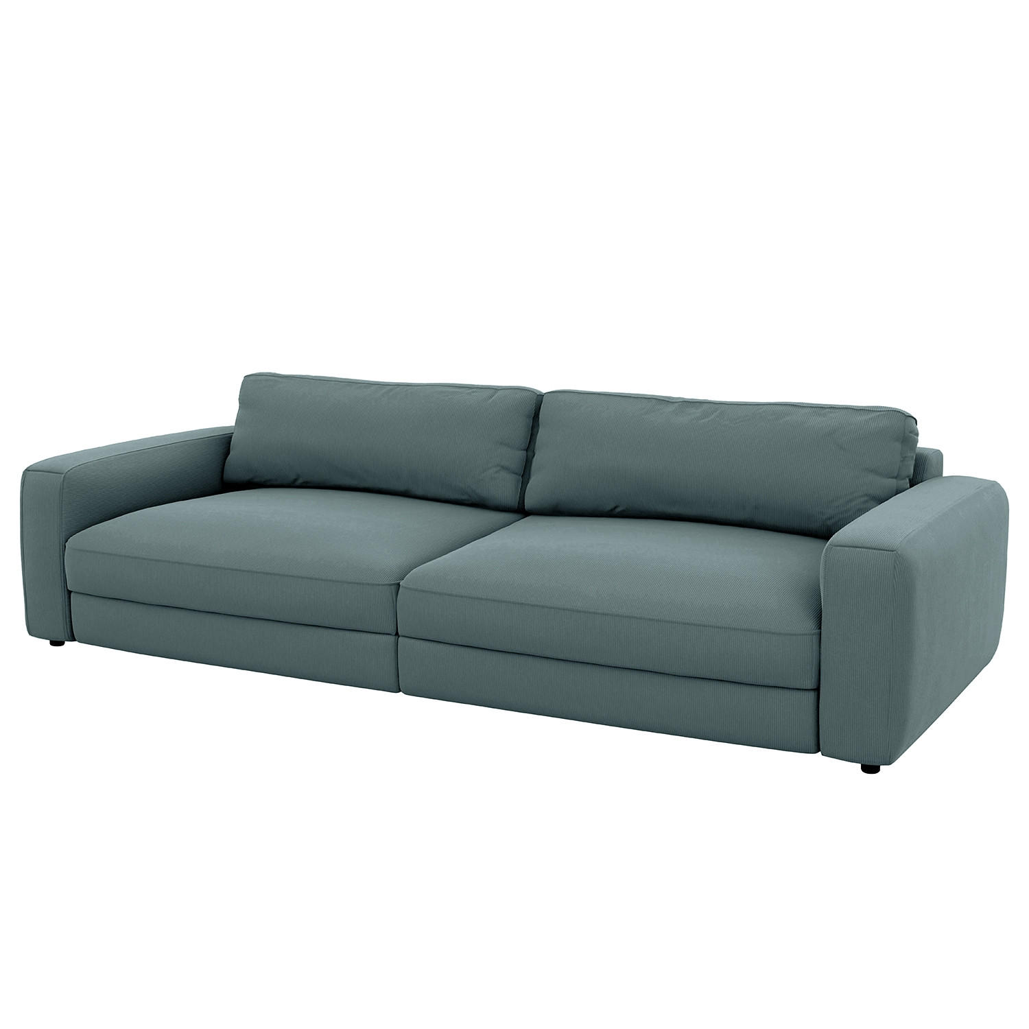 BIGSOFA in Cord Blaugrau  - Blaugrau/Schwarz, Modern, Kunststoff/Textil (264/84/125cm) - Trendmanufaktur