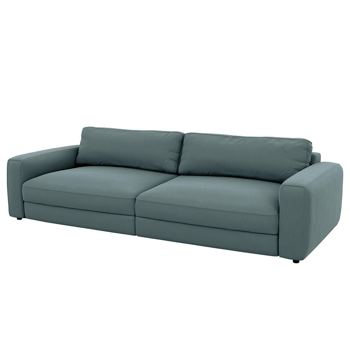 BIGSOFA in Cord Blaugrau  - Blaugrau/Schwarz, Modern, Kunststoff/Textil (264/84/125cm) - Trendmanufaktur