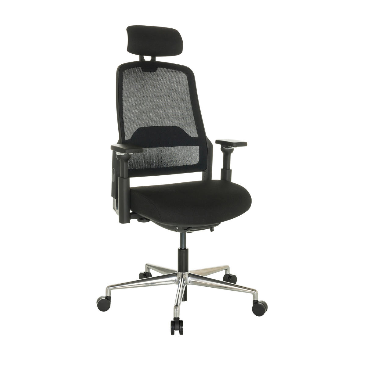 DREHSTUHL Schwarz  - Silberfarben/Schwarz, Basics, Kunststoff/Textil (65/111-126/61cm) - MID.YOU