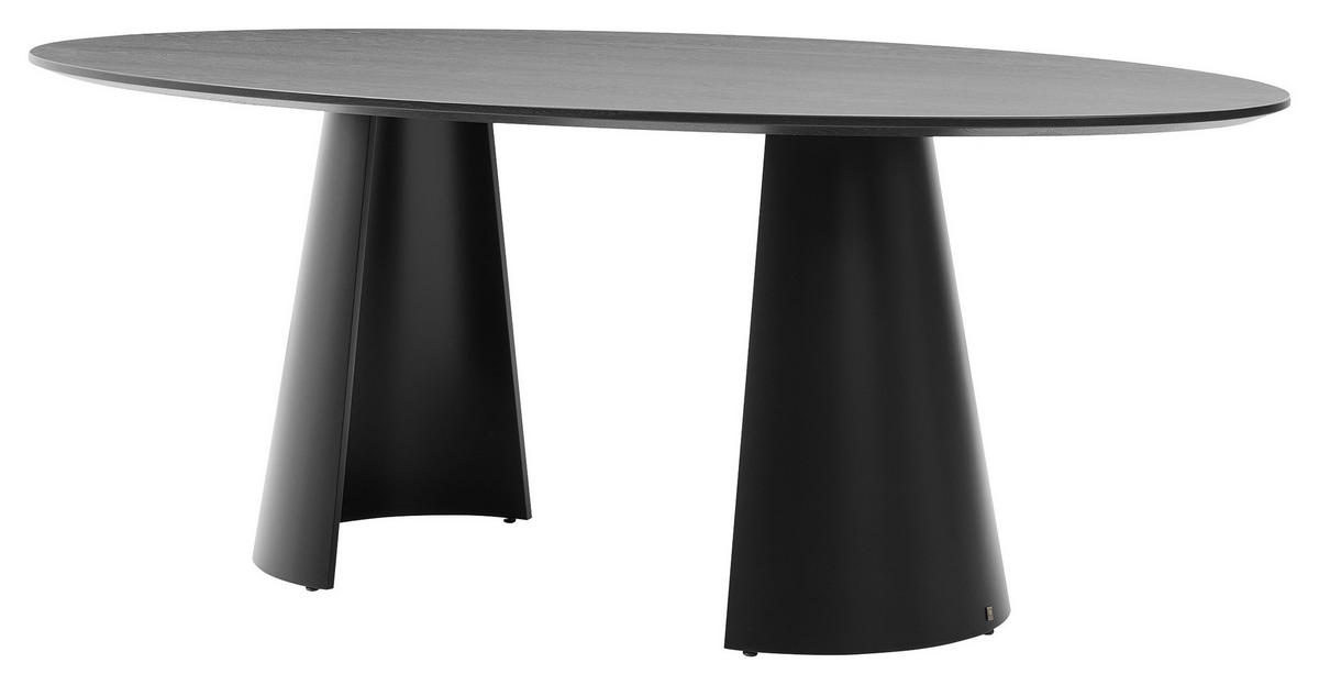 ESSTISCH Eiche massiv oval Schwarz  - Schwarz, Design, Holz (200/110/76cm) - Musterring