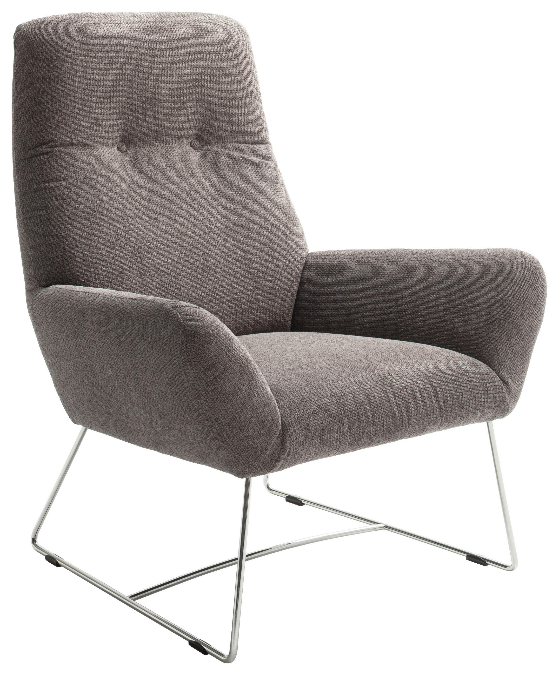 SESSEL in Flachgewebe Dunkelgrau  - Chromfarben/Dunkelgrau, Design, Textil/Metall (82/102/81cm) - Pure Home Lifestyle