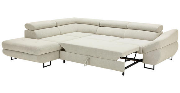 ECKSOFA in Webstoff Beige  - Beige/Schwarz, Design, Textil/Metall (235/280cm) - Hom`in