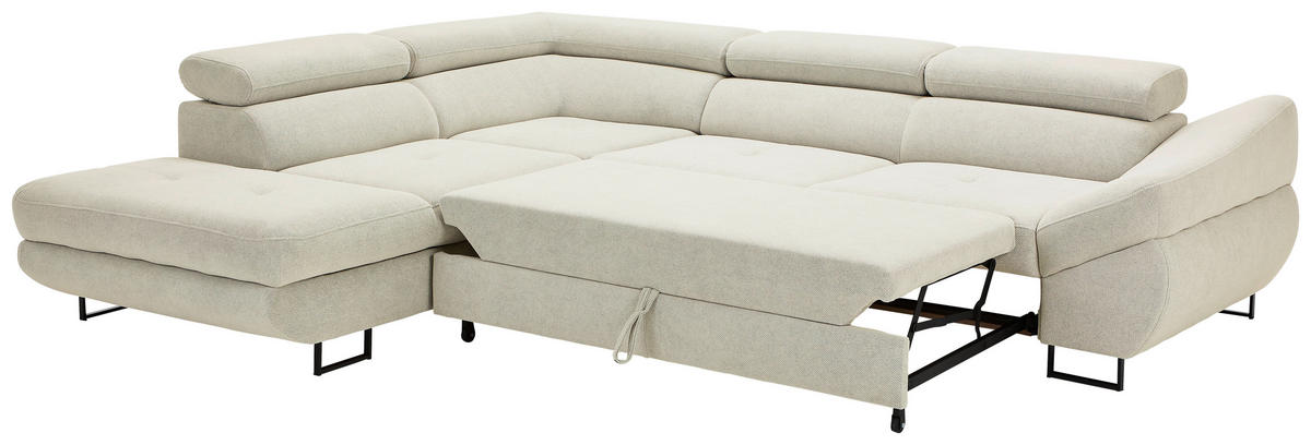 ECKSOFA in Webstoff Beige  - Beige/Schwarz, Design, Textil/Metall (235/280cm) - Hom`in