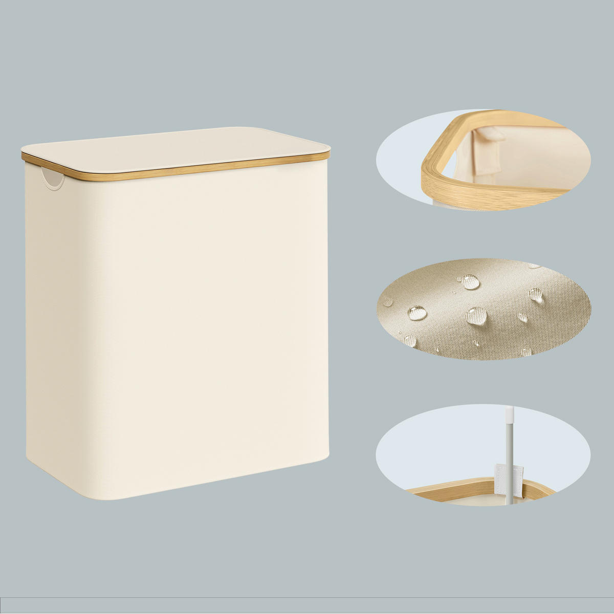 WÄSCHEKORB - Beige/Weiß, Trend, Naturmaterialien/Kunststoff (60/70,5/38,5cm) - Boxxx