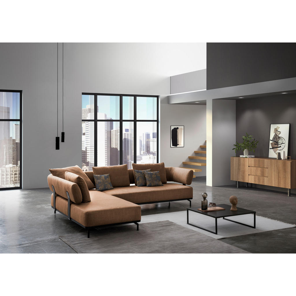 Thumbnail - Dieter Knoll Ecksofa Palio, Honig, Textil, 3-Sitzer, Füllung: Polyurethan (Pur), Ottomane links, L-Form, 302x237 cm, Gol...