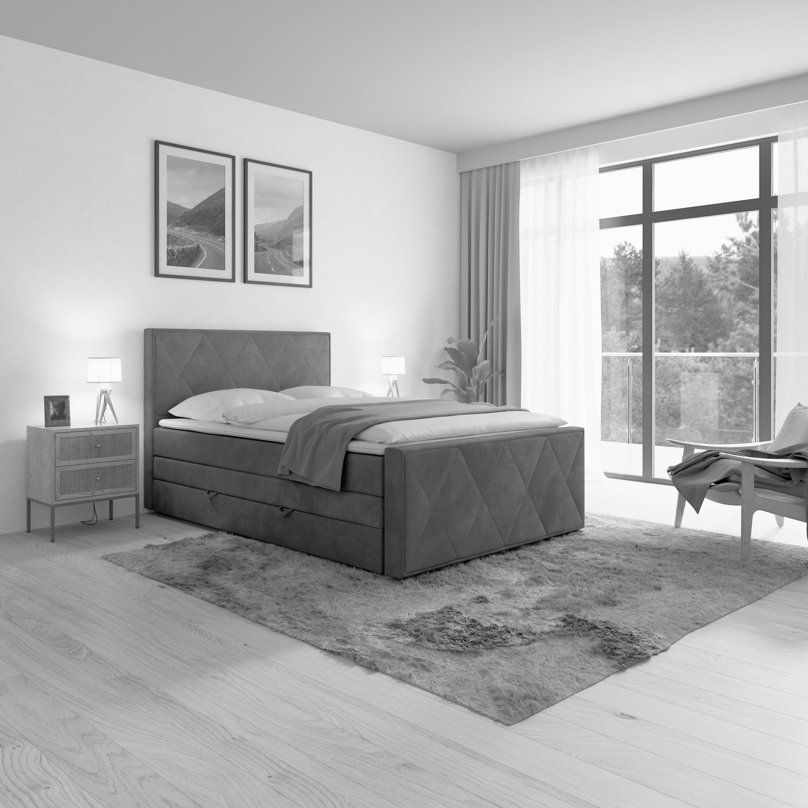 BOXSPRINGBETT 140/200 cm  in Braun  - Braun, Modern, Holz/Kunststoff (140/200cm) - MID.YOU