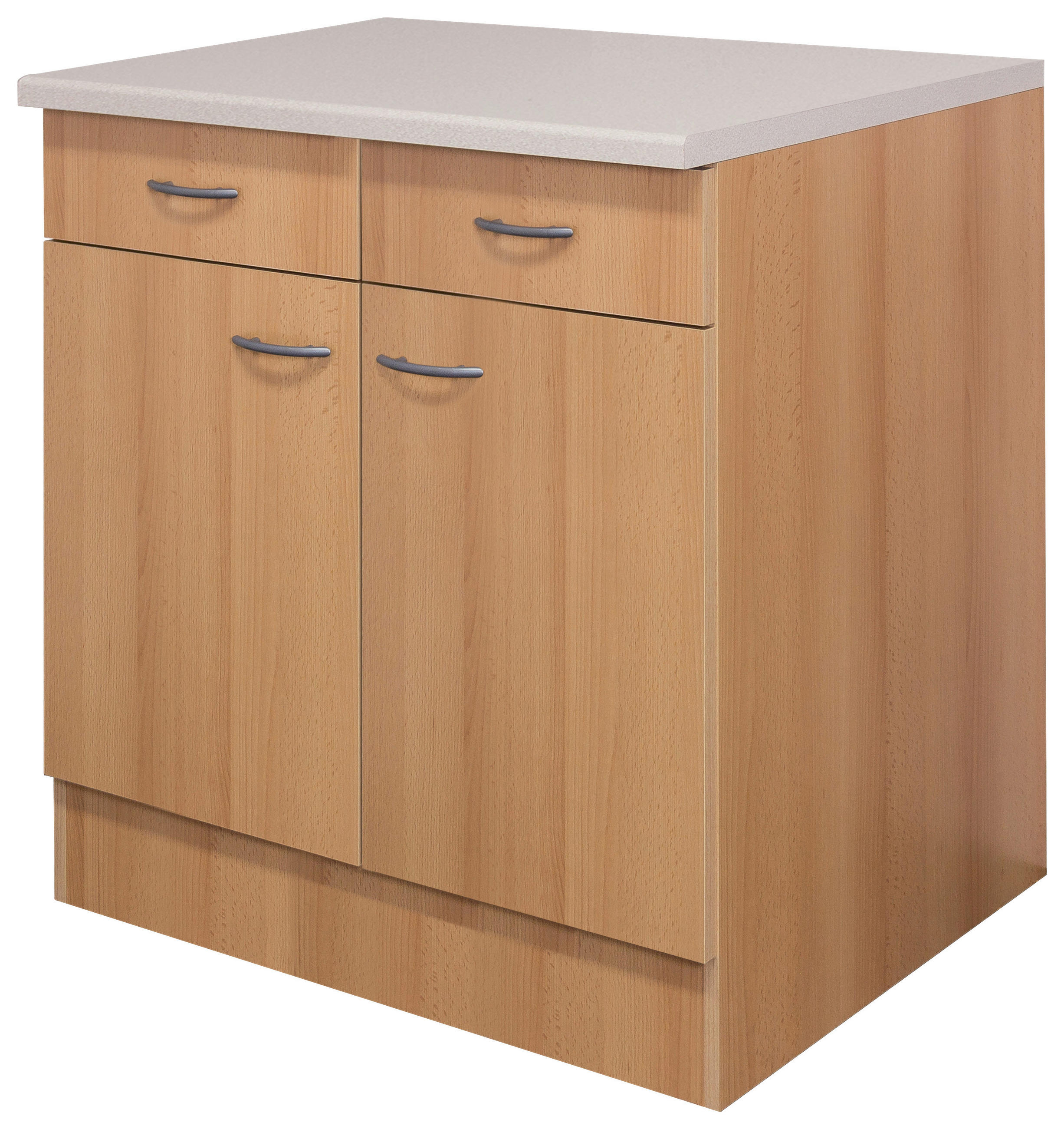 KÜCHENUNTERSCHRANK 80/85/57 cm in Buchefarben - Edelstahlfarben/Beige, MODERN, Holzwerkstoff/Kunststoff (80/85/57cm) - FlexWell