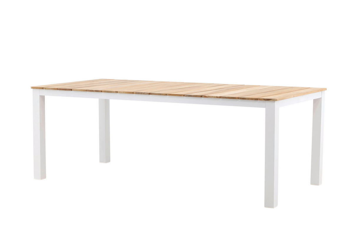 GARTENTISCH Holz, Metall Weiß, Beige rechteckig  - Beige/Weiß, MODERN, Holz/Metall (210/100/75cm) - Gardenson