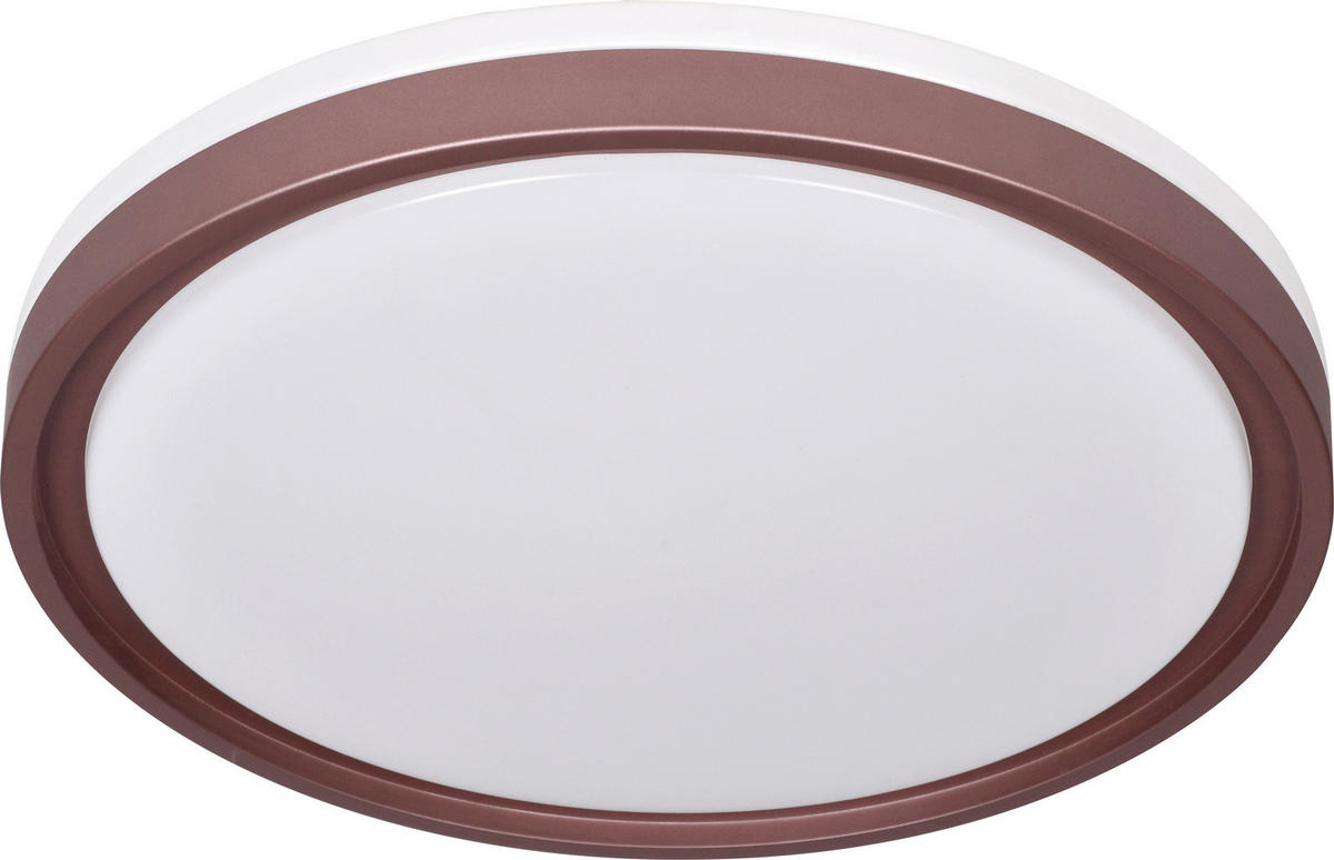 LED MENNYEZETI LÁMPA - barna/fehér, Basics, műanyag/fém (41,5/41,5/9cm)