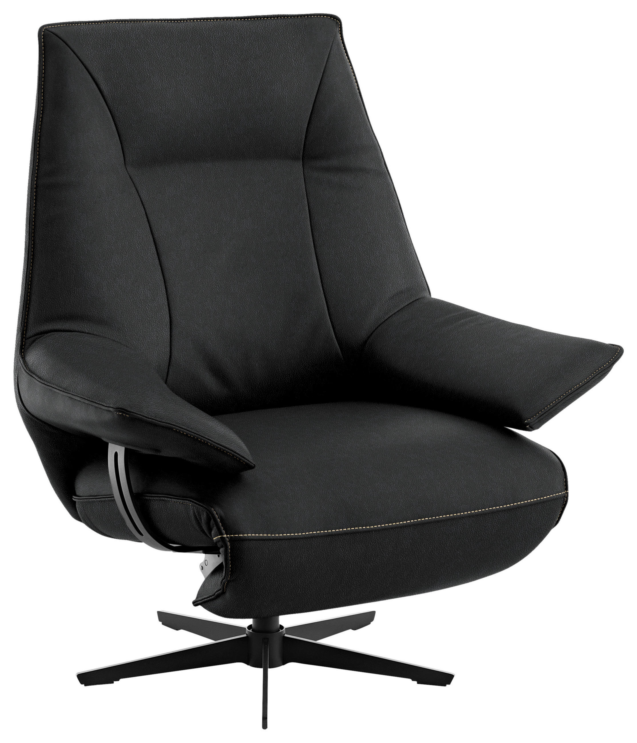 RELAXSESSEL in Leder Schwarz  - Beige/Schwarz, Design, Leder/Metall (92/79/82cm) - Dieter Knoll