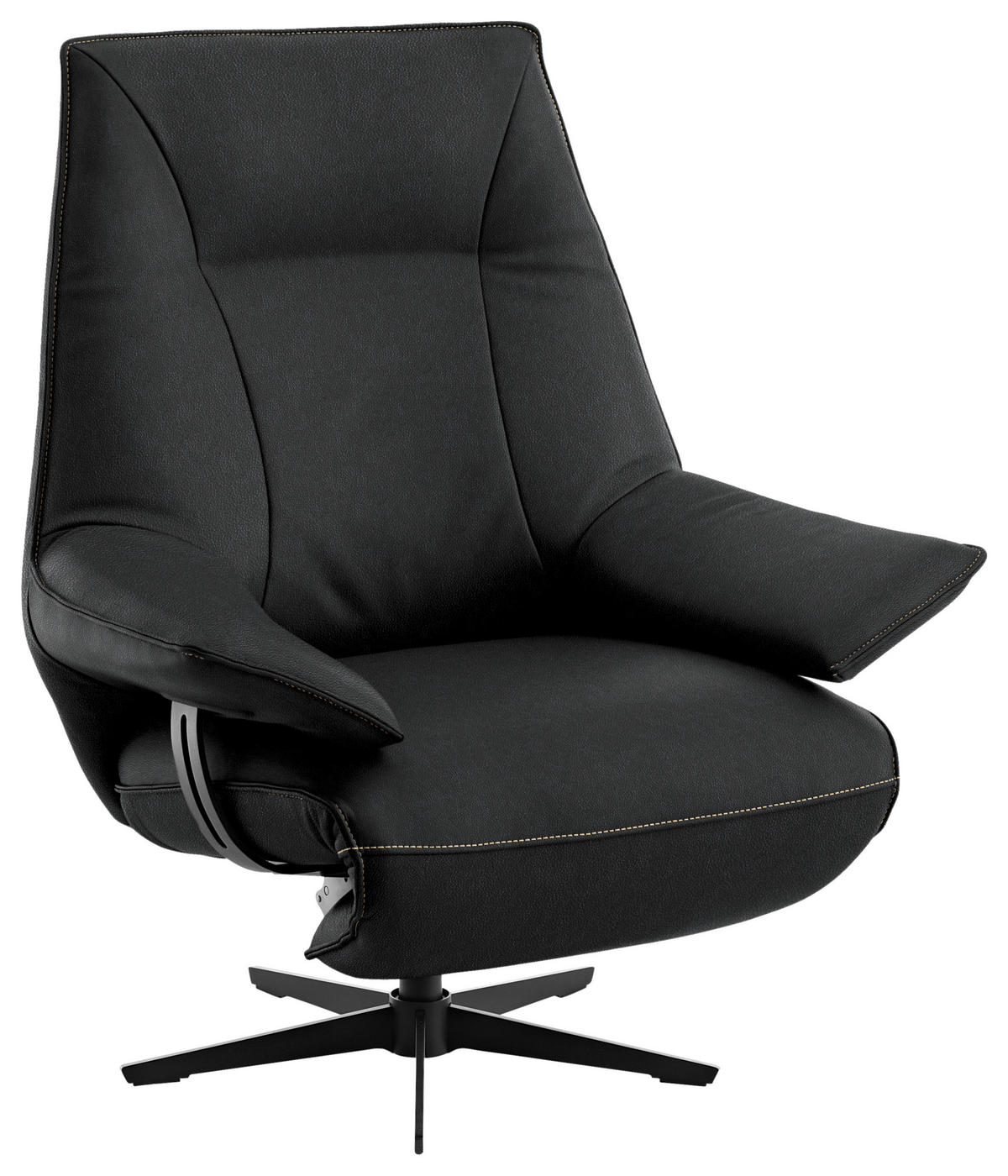 RELAXSESSEL in Leder Schwarz  - Beige/Schwarz, Design, Leder/Metall (92/79/82cm) - Dieter Knoll