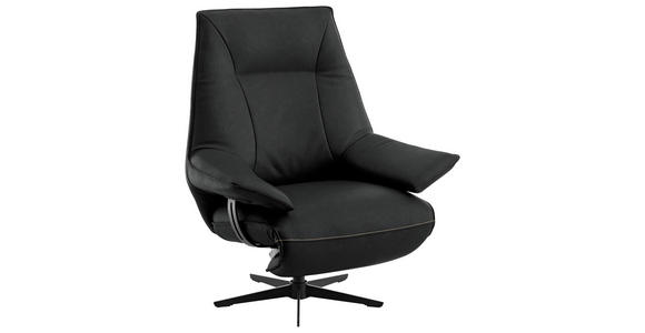 RELAXSESSEL in Leder Schwarz  - Beige/Schwarz, Design, Leder/Metall (92/79/82cm) - Dieter Knoll