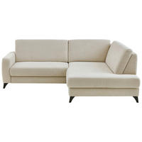 ECKSOFA Beige Chenille  - Beige/Schwarz, Design, Textil/Metall (239/182cm) - Valnatura