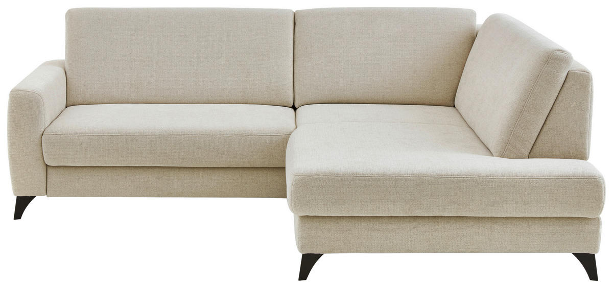 ECKSOFA Beige Chenille  - Beige/Schwarz, Design, Textil/Metall (239/182cm) - Valnatura