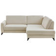 ECKSOFA Beige Chenille  - Beige/Schwarz, Design, Textil/Metall (239/182cm) - Valnatura