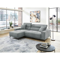 ECKSOFA Cord Hellblau  - Schwarz/Hellblau, Basics, Textil/Metall (183/250cm) - Livetastic