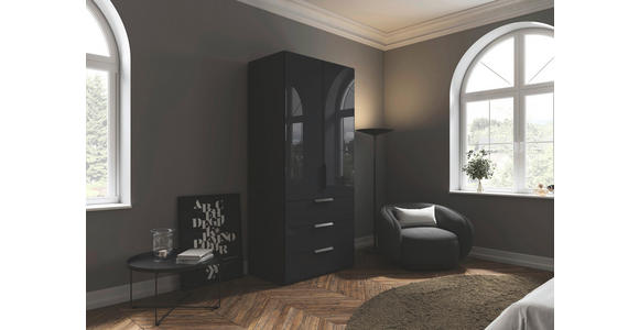 DREHTÜRENSCHRANK 101/223/61 cm,  in Graphitfarben, 2-türig  - Graphitfarben, Basics, Glas/Holzwerkstoff (101/223/61cm) - Novel