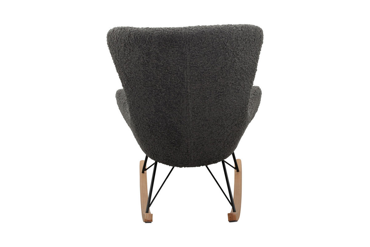 SCHAUKELSTUHL in Teddystoff Dunkelgrau  - Dunkelgrau/Eichefarben, MODERN, Holz/Textil (75/106/102cm) - Livetastic