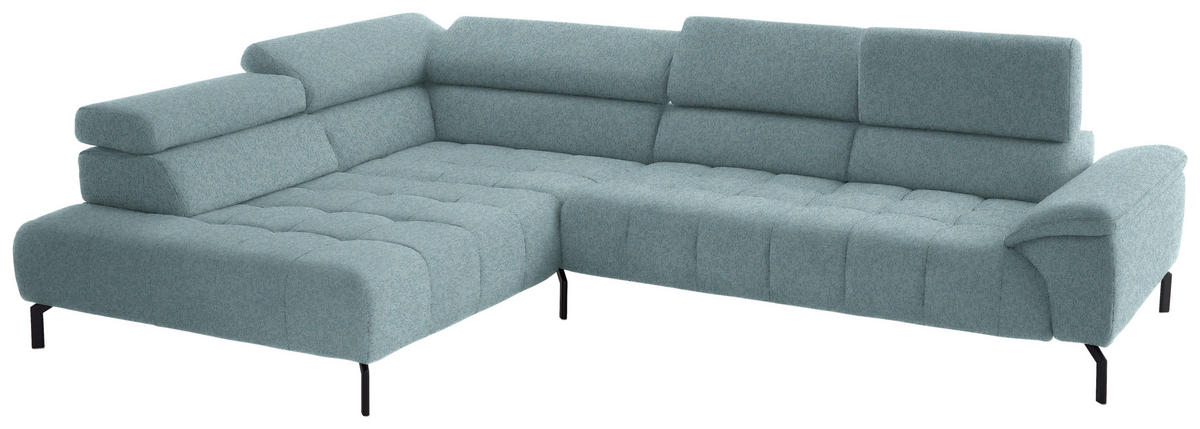 ECKSOFA in Chenille Hellblau  - Schwarz/Hellblau, Design, Textil/Metall (222/323cm) - Beldomo Style