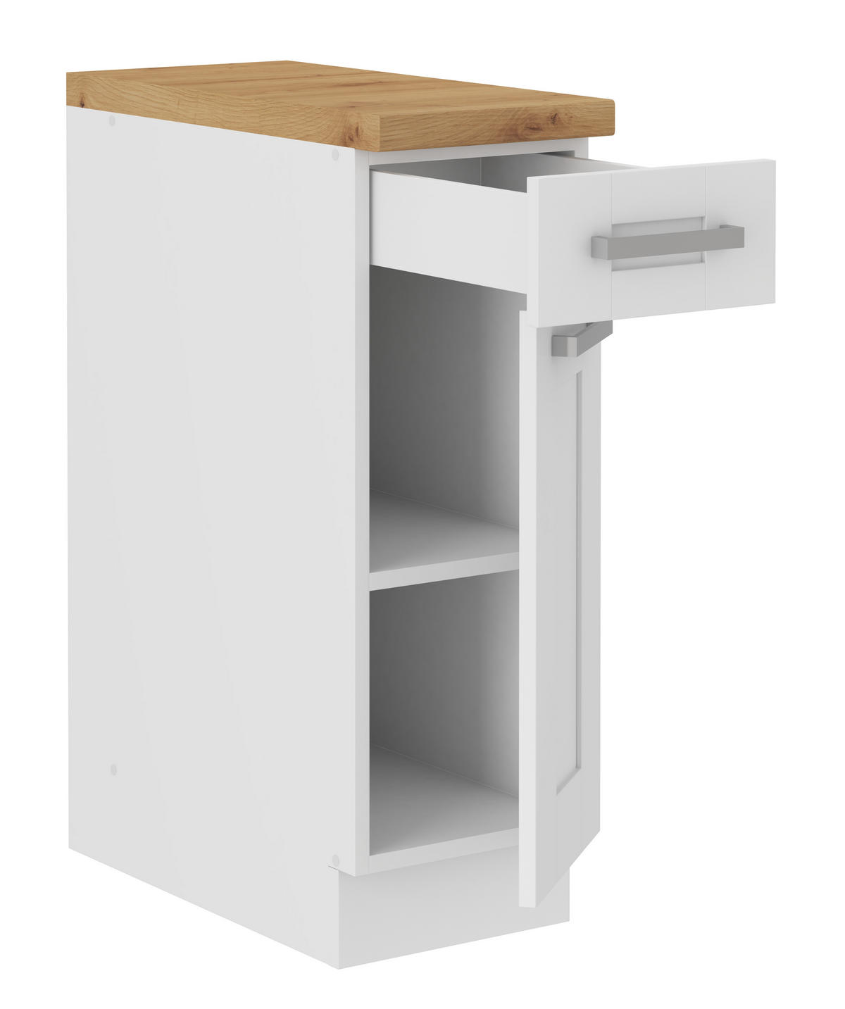 KÜCHENUNTERSCHRANK 30/86/60 cm  in Weiß  - Silberfarben/Eiche Artisan, ROMANTIK / LANDHAUS, Holzwerkstoff/Metall (30/86/60cm) - MID.YOU