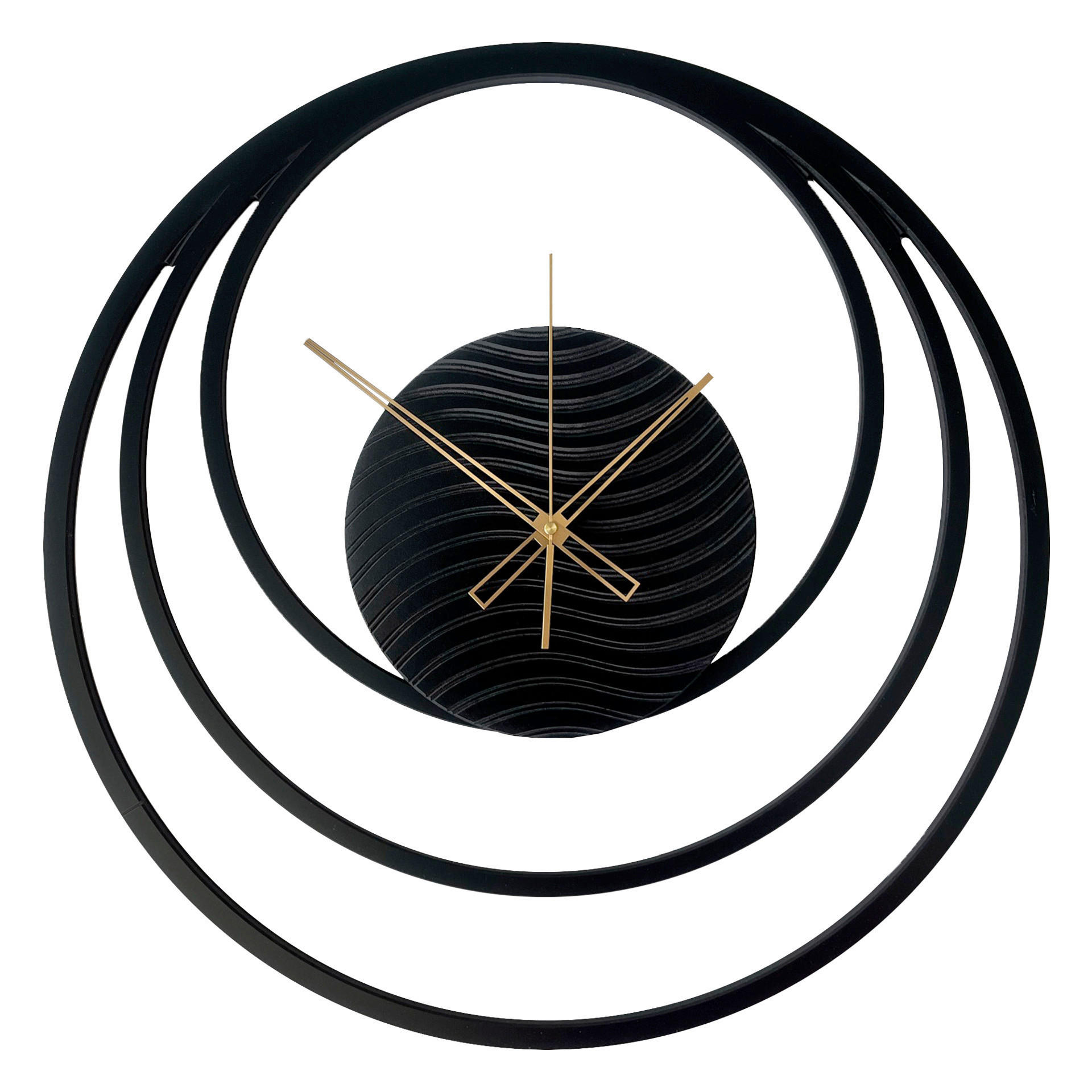 WANDUHR - Schwarz, Goldfarben  - Goldfarben/Schwarz, Basics, Holz/Kunststoff (57cm)