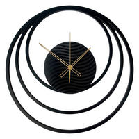 WANDUHR - Schwarz, Goldfarben  - Goldfarben/Schwarz, Basics, Holz/Kunststoff (57cm)