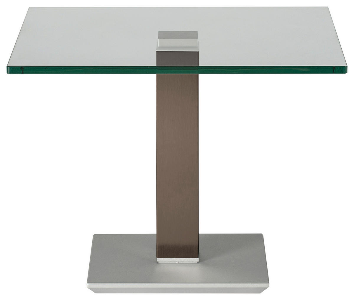 BEISTELLTISCH in Metall, Glas 60/60/46-65 cm  - Edelstahlfarben/Beige, Design, Glas/Kunststoff (60/60/46-65cm)