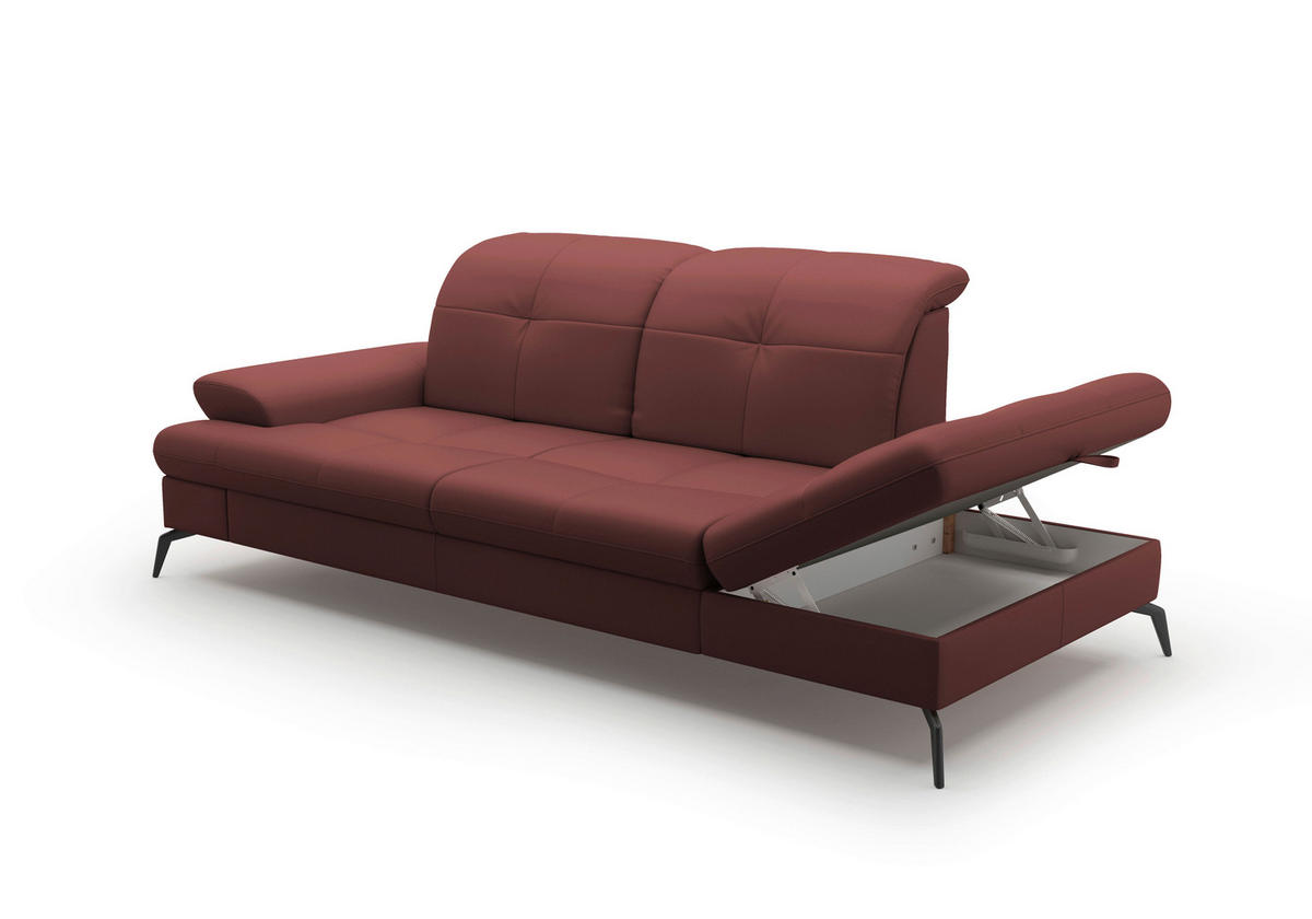 RÉCAMIERE in Vliesstoff Kombination Echtleder/Stoff Rotbraun  - Rotbraun/Schwarz, Konventionell, Leder/Textil (231/90/122cm) - Sit & More