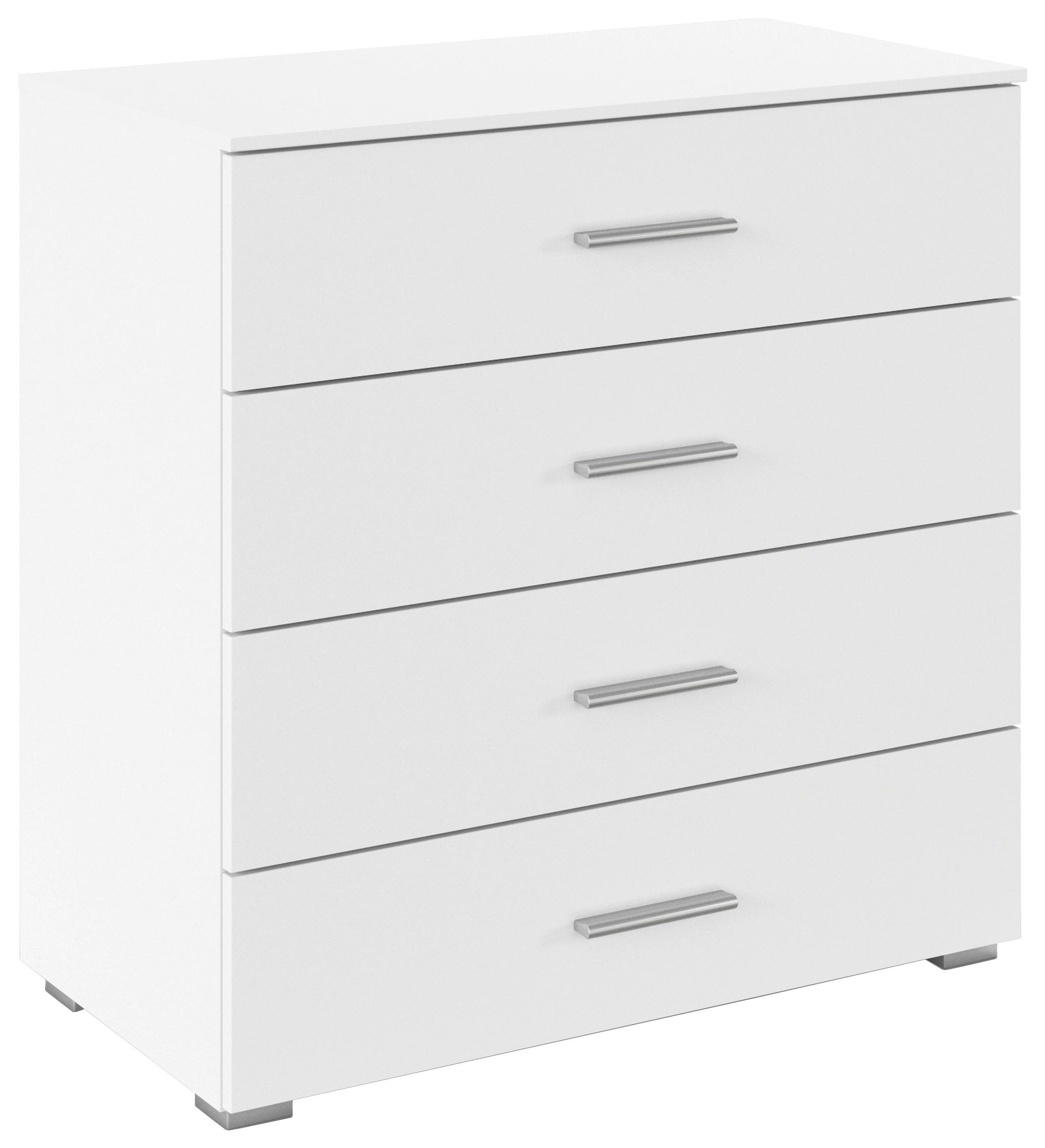 KOMMODE , 80/81/42 cm, 4 Schublade(n)  - Alufarben/Weiß, KONVENTIONELL, Holzwerkstoff/Kunststoff (80/81/42cm) - home24