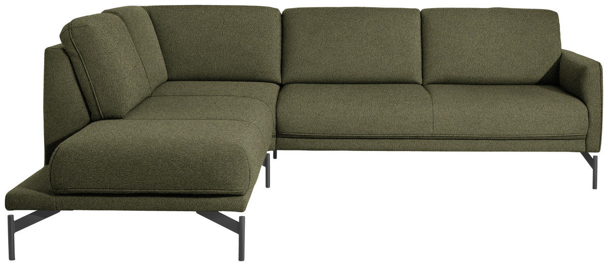 ECKSOFA in Flachgewebe, Struktur Olivgrün  - Anthrazit/Olivgrün, Design, Textil/Metall (230/254cm) - Johann Jakob