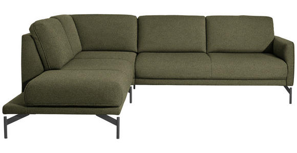ECKSOFA  in Flachgewebe, Struktur Olivgrün  230/254 cm  - Anthrazit/Olivgrün, Design, Textil/Metall (230/254cm) - Johann Jakob