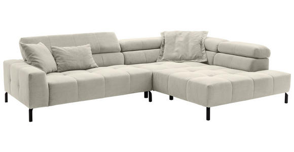 ECKSOFA Naturfarben Cord - Schwarz/Naturfarben, KONVENTIONELL, Textil/Metall (311/219cm) - Hom`in