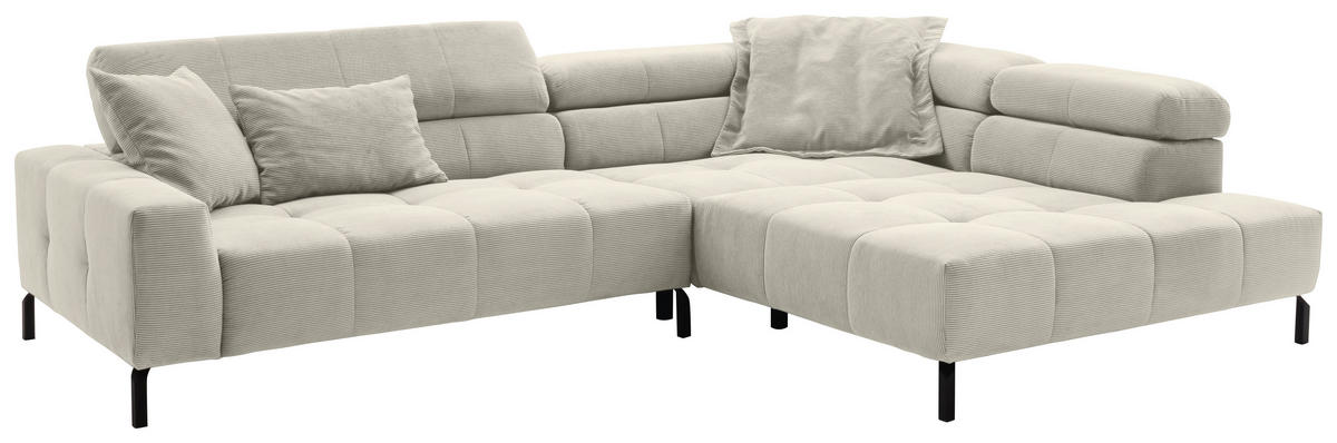 ECKSOFA in Cord Naturfarben  311/219 cm  - Schwarz/Naturfarben, KONVENTIONELL, Textil/Metall (311/219cm) - Hom`in